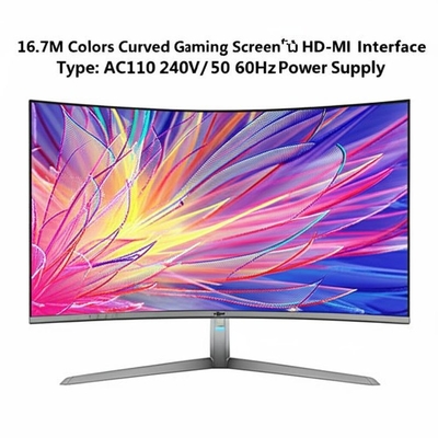 16,7 Millionen Farben gebogener Gaming-Bildschirm mit HD-MI-Schnittstelle und AC110 240V/50 60Hz Stromversorgung